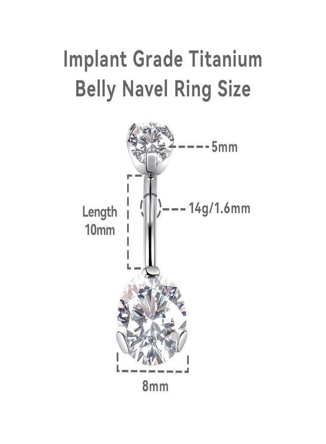 limerencia G23 Titanium Belly Button Rings hypoallergenic medical implant grade 14G Teardrop CZ Belly Navel Rings Piercing Belly Bars（White） - Image 2